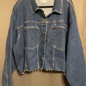 Ava & Viv Indigo Denim Jacket with Contrast Stitching